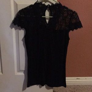 Black blouse with lace detail